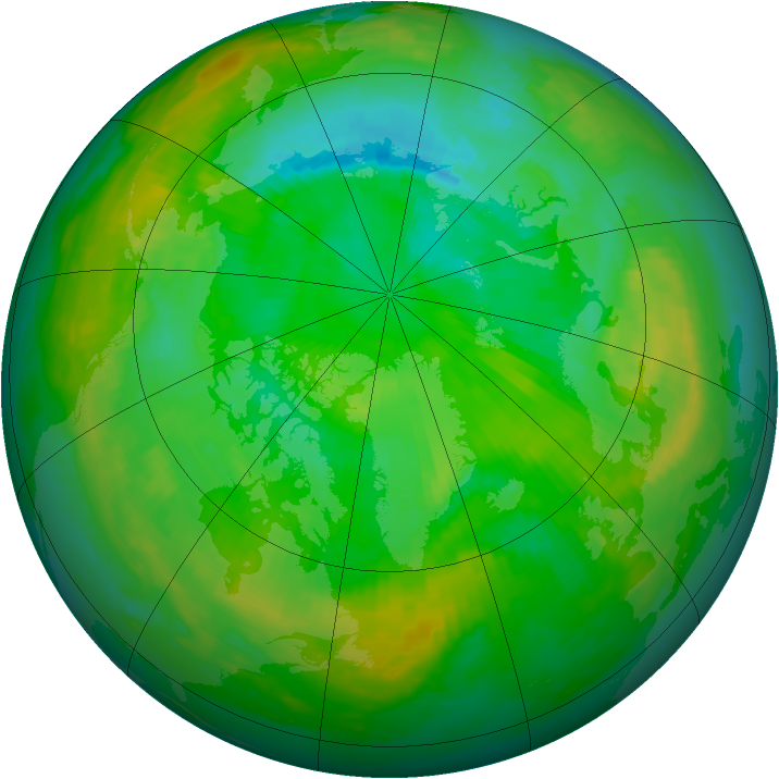 Arctic ozone map for 12 July 1986